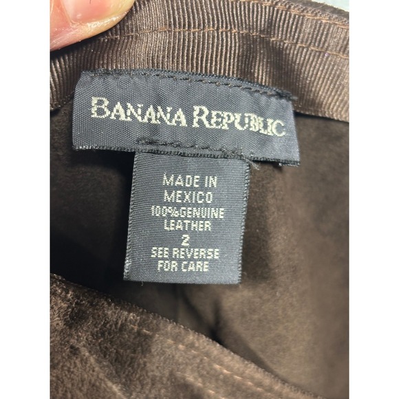 Banana Republic Brown Suede Leather Button Front Mini Skirt Size 2 A-Line Boho - Picture 4 of 4